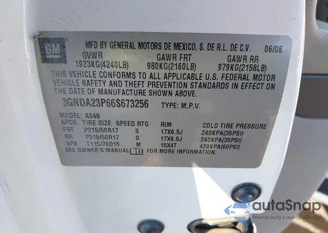 2006 Chevrolet Hhr Lt from USA, damaged, VIN 3GNDA23P66S673256